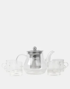 Set Tetera Cristal Con 4 Tazas