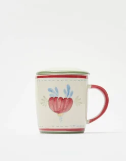 Taza Cerámica Con Filtro Flores